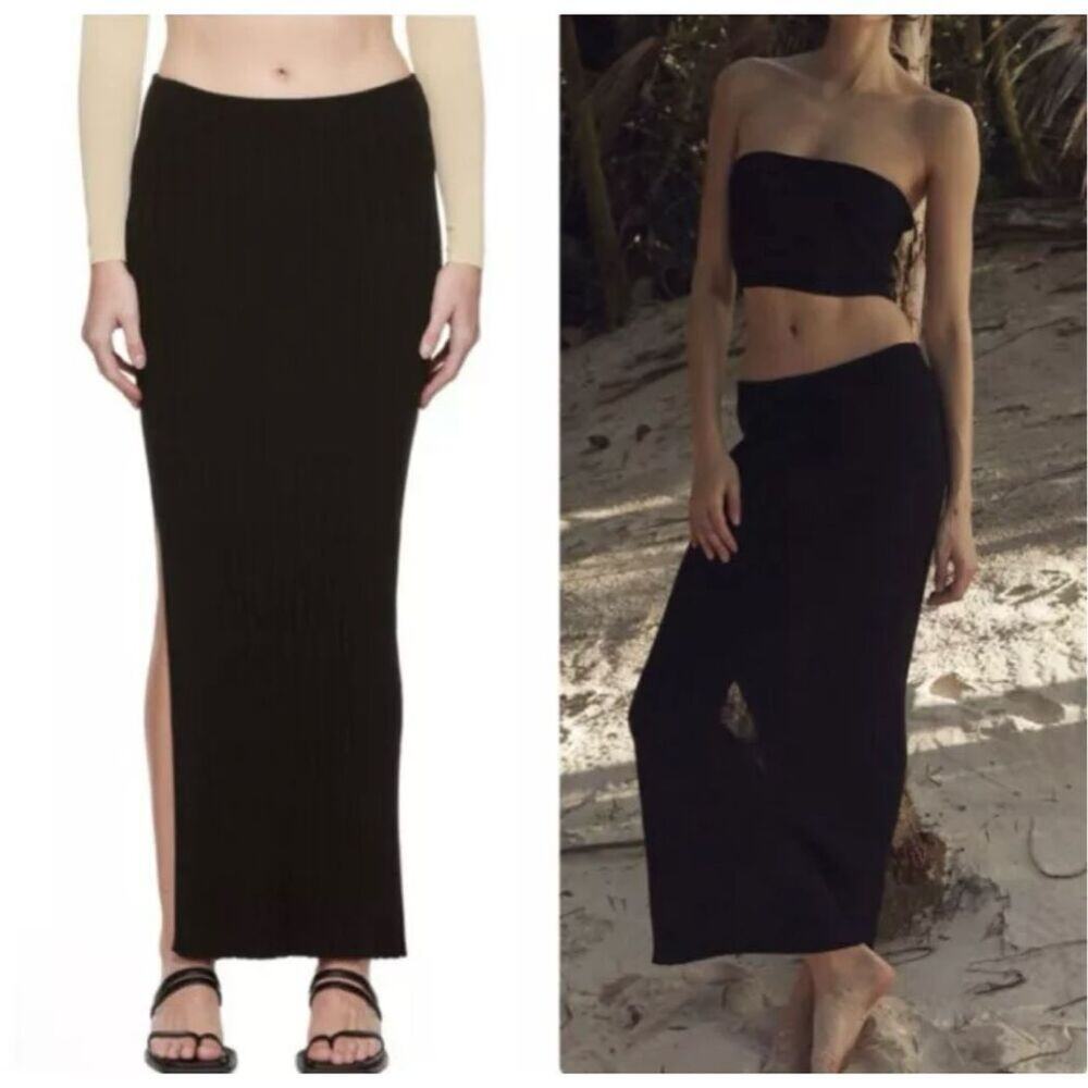 NEW! Aya Muse Black Sapodilla Midi Skirt size S